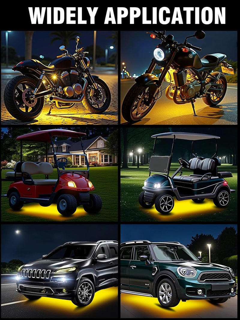 LEYMANRIYA 8 Pcs Car Led Light Strip IP67 Waterproof 11" Flexible Led Lights Underglow 12V for Car Motorcycle Boat Golf Cart Interior Exterior Decoration - Amber - Image 2